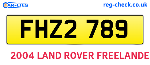 FHZ2789 are the vehicle registration plates.