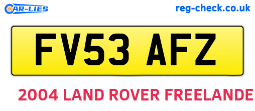 FV53AFZ are the vehicle registration plates.