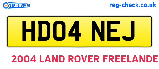 HD04NEJ are the vehicle registration plates.