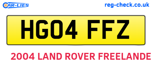 HG04FFZ are the vehicle registration plates.