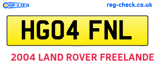 HG04FNL are the vehicle registration plates.