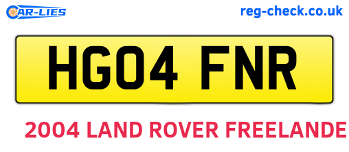 HG04FNR are the vehicle registration plates.