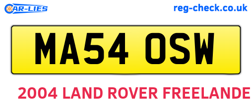 MA54OSW are the vehicle registration plates.