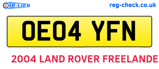 OE04YFN are the vehicle registration plates.