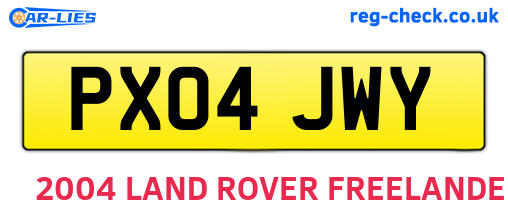 PX04JWY are the vehicle registration plates.