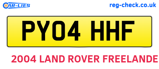 PY04HHF are the vehicle registration plates.