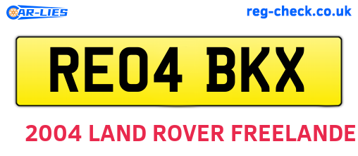 RE04BKX are the vehicle registration plates.