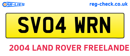 SV04WRN are the vehicle registration plates.
