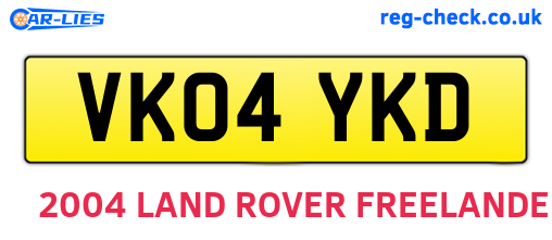 VK04YKD are the vehicle registration plates.