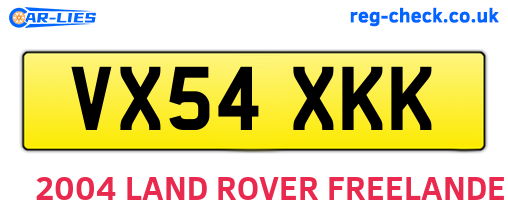 VX54XKK are the vehicle registration plates.