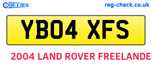 YB04XFS are the vehicle registration plates.