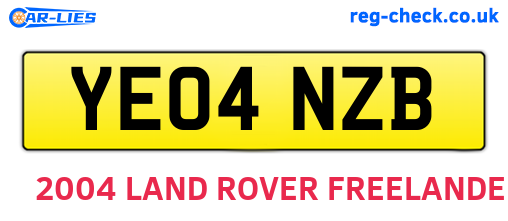 YE04NZB are the vehicle registration plates.