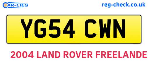 YG54CWN are the vehicle registration plates.