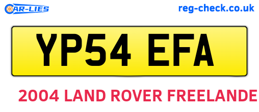YP54EFA are the vehicle registration plates.