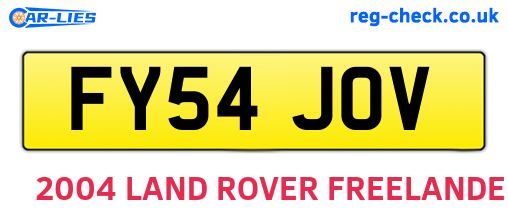 FY54JOV are the vehicle registration plates.