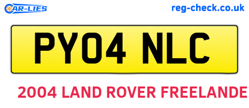 PY04NLC are the vehicle registration plates.