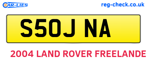 S50JNA are the vehicle registration plates.