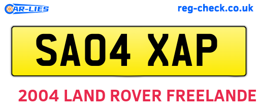 SA04XAP are the vehicle registration plates.