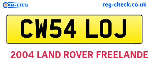 CW54LOJ are the vehicle registration plates.