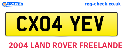 CX04YEV are the vehicle registration plates.