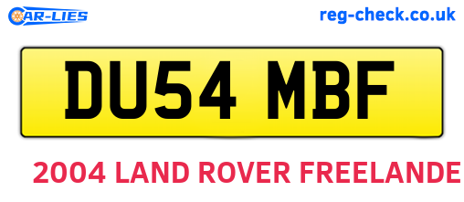 DU54MBF are the vehicle registration plates.