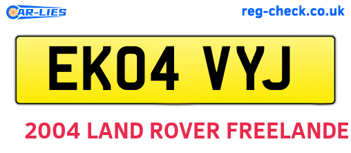 EK04VYJ are the vehicle registration plates.