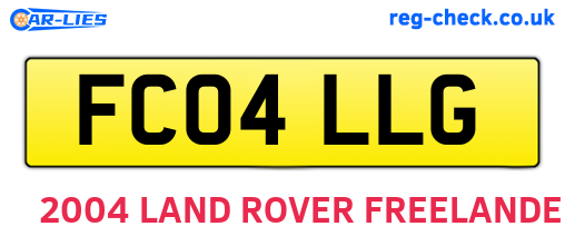 FC04LLG are the vehicle registration plates.