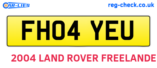 FH04YEU are the vehicle registration plates.