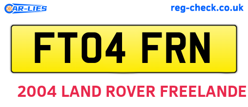 FT04FRN are the vehicle registration plates.