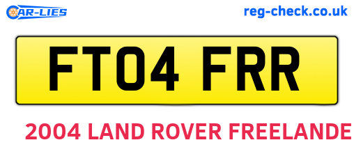 FT04FRR are the vehicle registration plates.