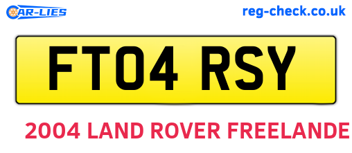 FT04RSY are the vehicle registration plates.