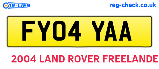 FY04YAA are the vehicle registration plates.