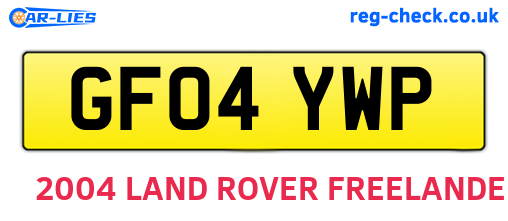 GF04YWP are the vehicle registration plates.