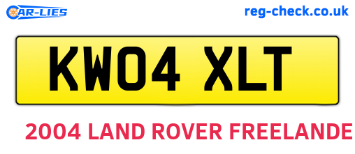 KW04XLT are the vehicle registration plates.