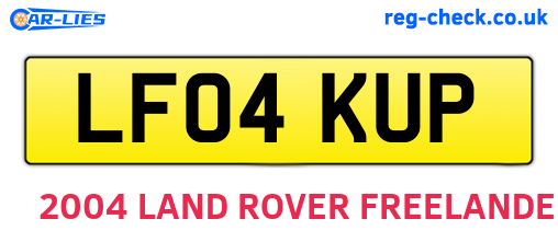 LF04KUP are the vehicle registration plates.