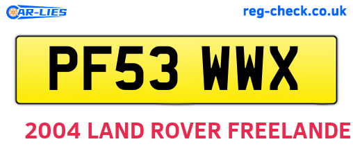 PF53WWX are the vehicle registration plates.
