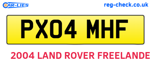 PX04MHF are the vehicle registration plates.