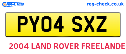 PY04SXZ are the vehicle registration plates.