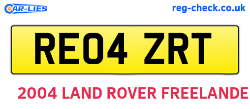 RE04ZRT are the vehicle registration plates.
