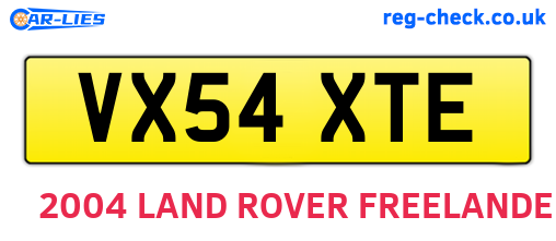 VX54XTE are the vehicle registration plates.