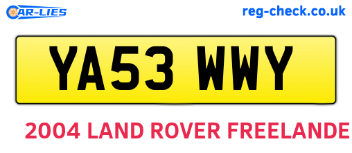 YA53WWY are the vehicle registration plates.
