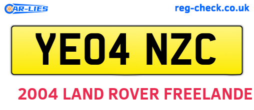 YE04NZC are the vehicle registration plates.