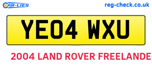 YE04WXU are the vehicle registration plates.