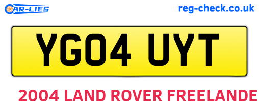 YG04UYT are the vehicle registration plates.