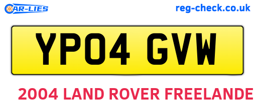 YP04GVW are the vehicle registration plates.