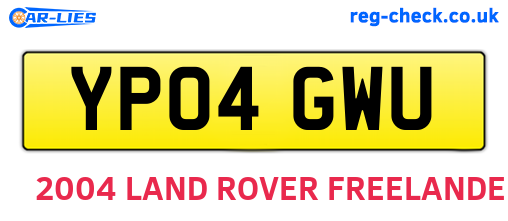 YP04GWU are the vehicle registration plates.