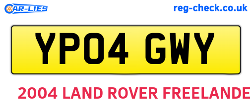 YP04GWY are the vehicle registration plates.