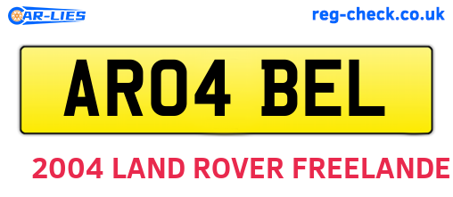 AR04BEL are the vehicle registration plates.