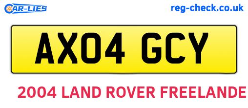 AX04GCY are the vehicle registration plates.