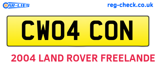CW04CON are the vehicle registration plates.